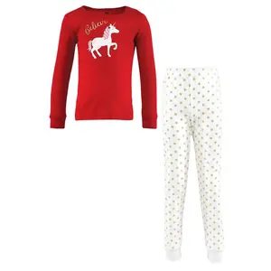 Hudson Baby Toddler Girl Cotton Pajama Set, Christmas Unicorn, 3 Toddler