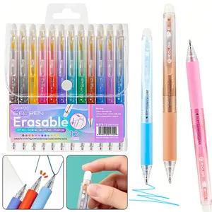 1 Pack/ 2 Pack Erasable Gel Pens 12 Colors Retractable Fine Point 0.7 mm Smooth Writing Assorted Colors for Journaling Notes School Office Home