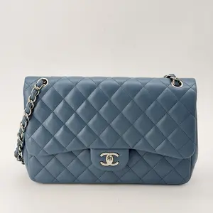 Pre-owned CHANEL calfskin Shoulder Bags Blue Jumbo Flap Shoulder Bag