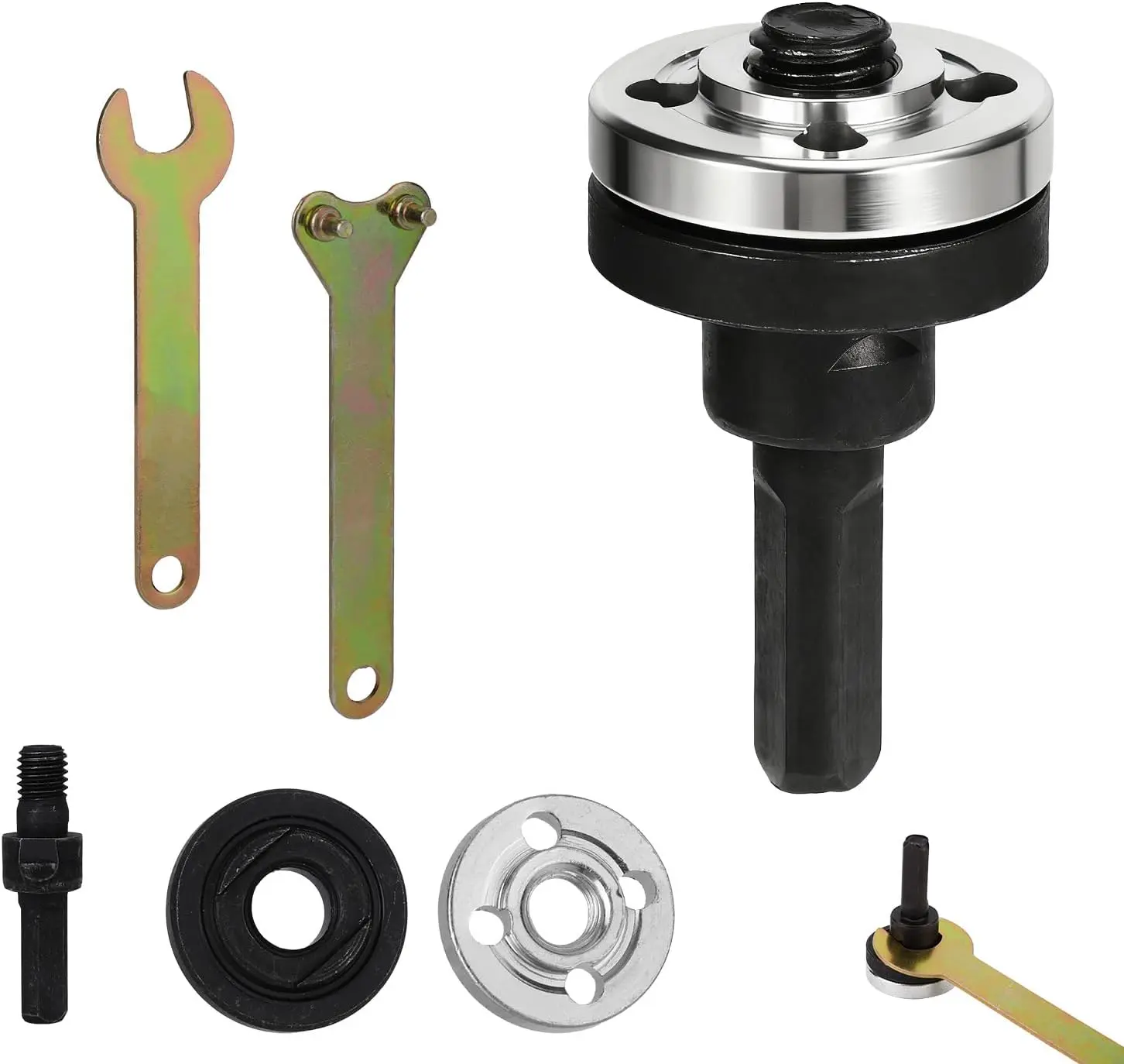 5-in-1 Angle Grinder Adapter Kit, 10mm/0.39in Alloy Electric Drill to Grinder Conversion Shaft, Connecting Rod Set with Grinding Clamp Nut Attachment, Adjustable Rotary Drive Tool That Provides Stability & Secure Connection