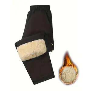 Boys' Stylish Snow Pants, Autumn/Winter Fleece-Lined Long Trousers for Middle and Older Kids, Perfect for