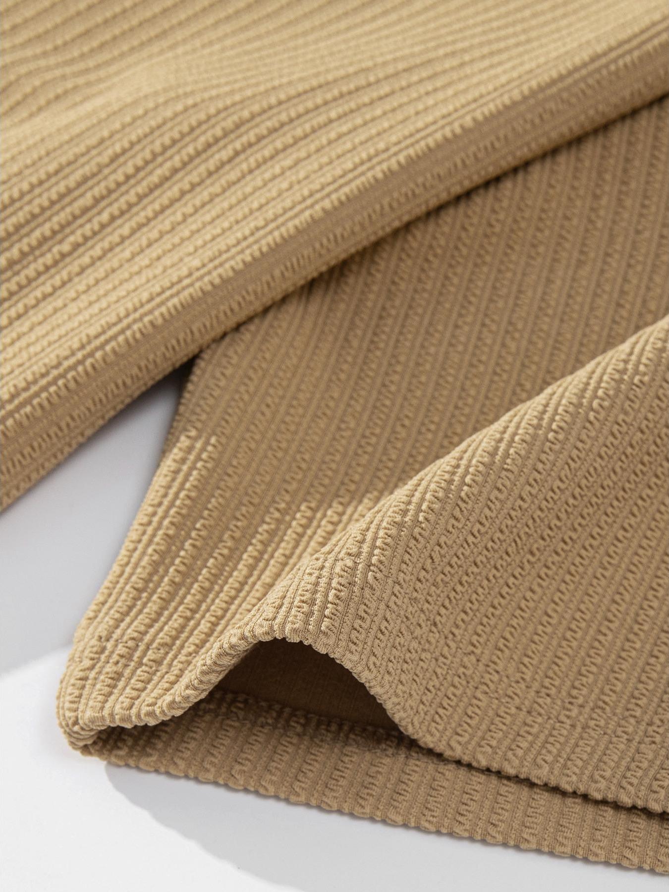 Rib-Knit Texture Co-Ord Set Mens Premium Breathable 2 Piece Outfit with Vertical Rib Weave Detail and Drawstring Elastic Waist Shorts for Casual Daily Wear and Lounge Sessions