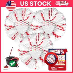 3 Pack Spin Mop Heads with Scrubbing Pad, 2026 Upgraded 2-in-1 Mop Head Replacement for O-Cedar EasyWring 1-Tank System, 40% More Cleaning Power, Microfiber Refill, Machine Washable, Easy Cleaning Mop Head for Hardwood Tile Laminate Floors