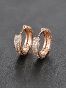 Men's Hip Hop Style Rhinestone Decorated Hoop Earrings, Fashion Jewelry for Party, Daily Clothing Decor, Trendy All-match & Exquisite Jewelry for Birthday Gift