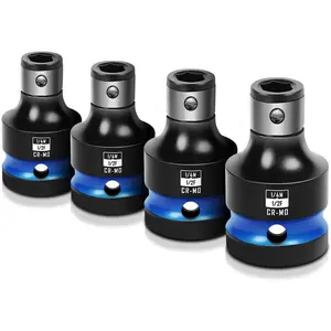 4 count Impact Bit Holders 1/2 Square Drive to 1/4 Hex Bit Socket Adapter, Impact Wrench Ratchet Use, Cr-Mo Steel