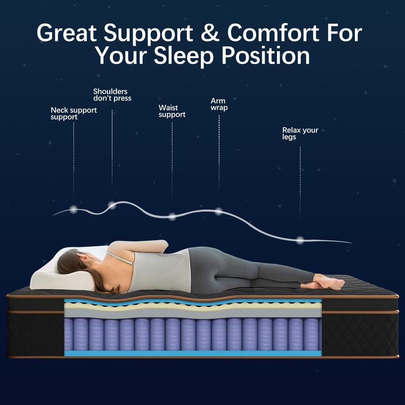 Valentine's Day Gift for Couples 10‘’12‘’14 Inch Space-Saving Mattress 6-Layer Therapeutic Foam Twin Size Cooling Gel Support for Back Comfort Medium Firm Feel CertiPUR-US Bed in a Box for a Romantic Night’s Sleep