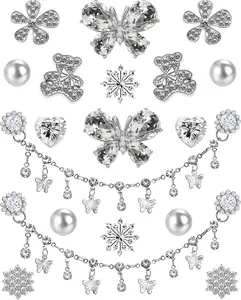 Rhinestone Bling Shoe Charms Designer Jewelry Accessories for Women Girls Luxury Rhinestone Butterfly Jewelry Shoe Decoration with Bling Girly Chains Fashion for Party Favors Birthday Gifts