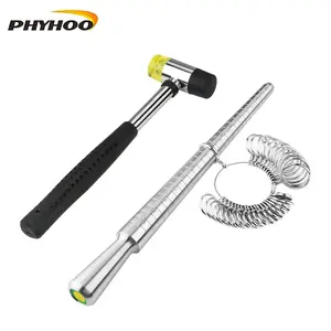 Us Sizes 0 13 Round Ring Mandrel Metal Ring Sizer Gauge Set With Rubber Mallet Hammer Steel Finger Sizing Measurement Tool For Jewelry Making