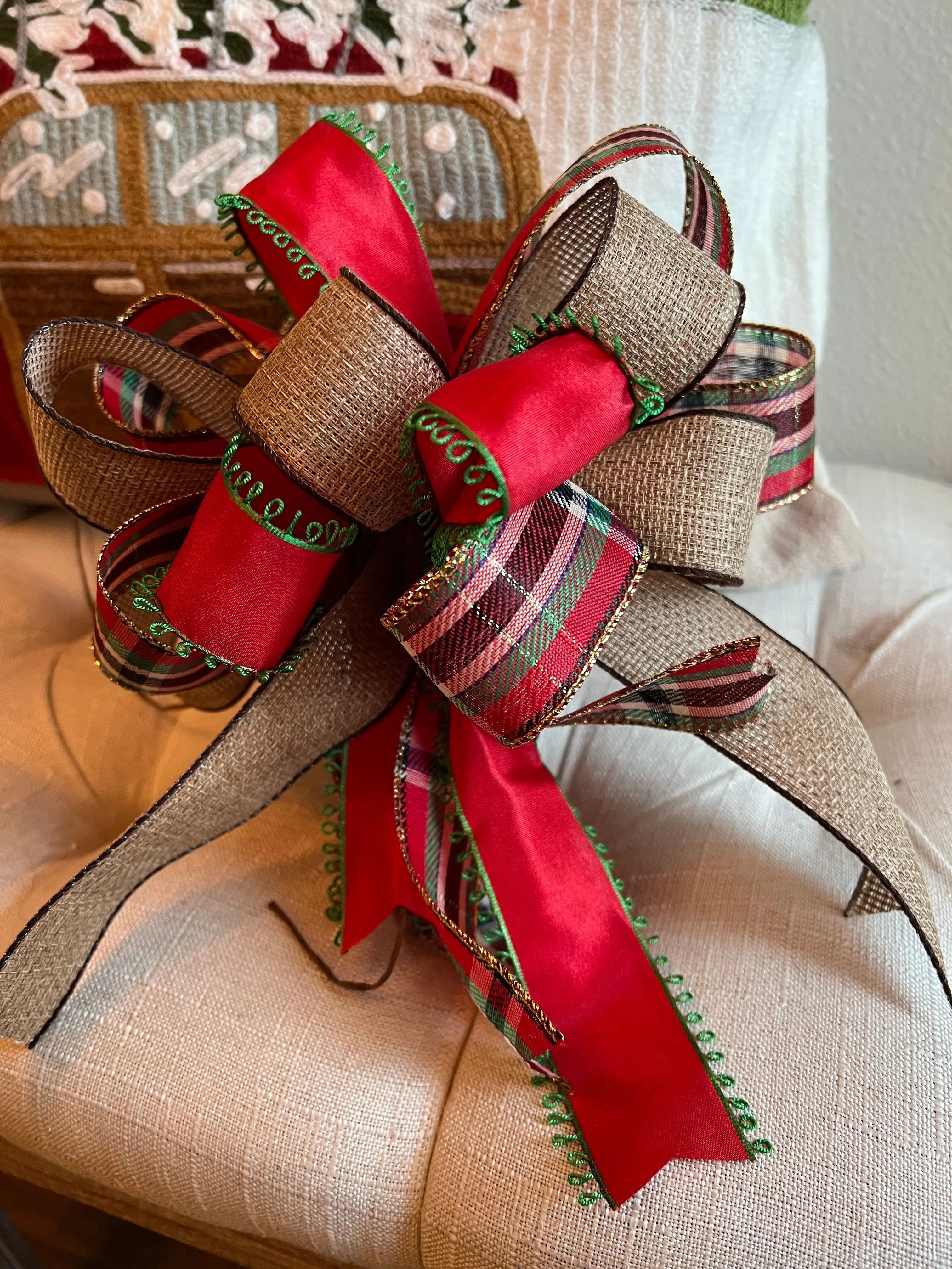 Christmas Bow| Tree topper | Mailbox Bow | Christmas Lantern Bows | Trees Bow