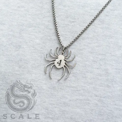 Hunter x Hunter Anime Spider Symbol Pendant Necklace - 60cm Durable Solid Stainless Steel Chain, Bead-Accent Sleek Shine Casual Streetwear Accessory, HxH Dark Vibe, Non-Discoloring Unisex Chain Jewelry Necklaces for HxH Fans