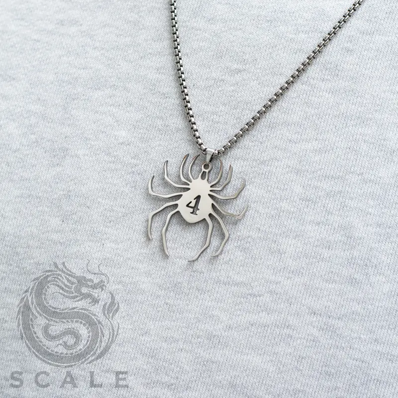 Hunter x Hunter Anime Spider Symbol Pendant Necklace - 60cm Durable Solid Stainless Steel Chain, Bead-Accent Sleek Shine Casual Streetwear Accessory, HxH Dark Vibe, Non-Discoloring Unisex Chain Jewelry Necklaces for HxH Fans