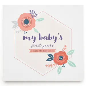 Baby Journal Memory Book for Girls - Baby Scrapbook Album for First 5 Years Baby Milestone Book - Keepsake for Baby Photos, Hardcover, Floral
