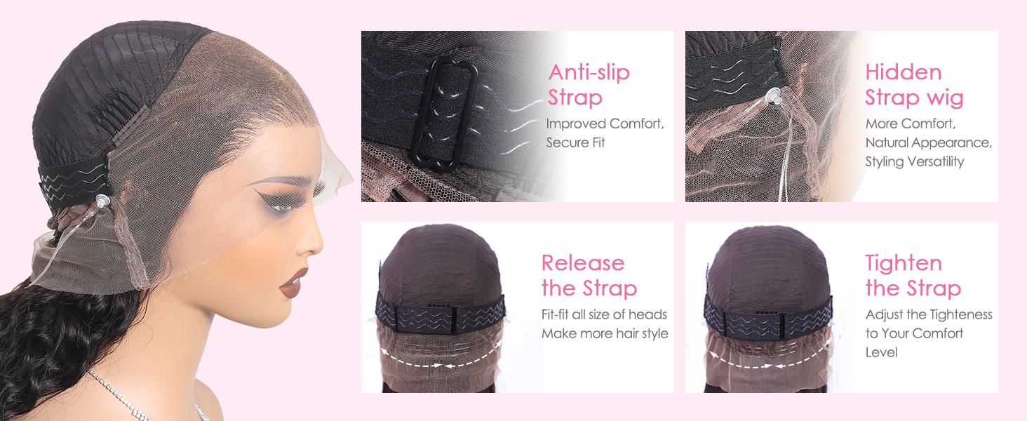 Mamushow 360 Lace Wigs Invisible Strap Drawstring Body Wave 250% Density Human Hair HD Transparent Lace Front Wavy wig Natural Color