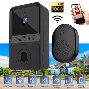 Z20- Wireless Video Doorbell Camera, 1080P HD Smart Door Bell with Chime, 2-Way Audio, Night Vision, Waterproof, Battery Powered, Free Cloud Storage for Home Security