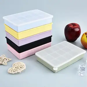 Silicone Ice Cube Mold, 15/24 Square Grids Ice Cube Mold with Lid, Easy Release Ice Making Mold for Home Kitchen, Ice Molds