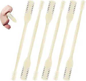 6 Pcs 2-in-1 Nasal Cutter, Upgrade Double Sided Nose Knife, 360 Nostril Hair Remover Tool, Trimmer for Men, Women, Soft Cleaning Brush (Cream)
