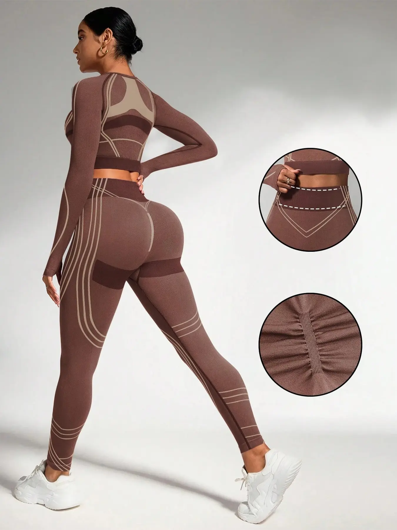 Sport Studio Women's Sports Set, Athleisure Wear, Athleisure Activewear Set, Drop Shoulder Sleeves, Training, Tight Pants Suit for Gym Wear, Fitness Training Clothes, Yoga Suit Outdoor, Athleisure Tracksuit Outfit, Sportswear for Training