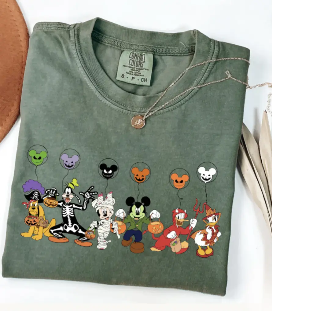 Youth and Adult Retro Halloween Cartoon Friends Graphic T-Shirt, Spooky Costume Party Tee, Pumpkin Fall Vacation Outfit, Unisex Seasonal Gift
