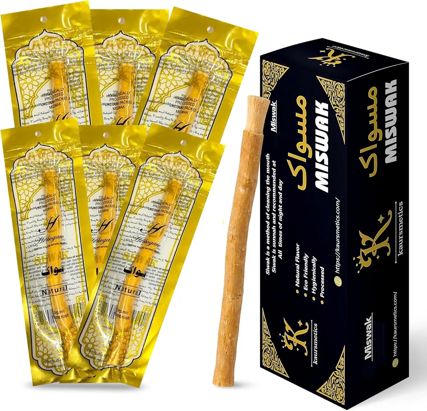 Miswak Toothbrush Traditional Teeth Cleaning Stick, Natural Oral Care & Whitening Toothbrush