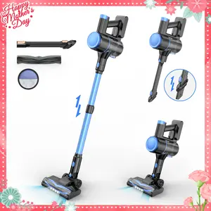 N8 Cordless Stick Vacuum Cleaner 40 Mins Runtime 25Kpa Lightweight Stick Vacuum,Self-Standing Rechargeable Vacuum Cleaners for Pet Hair,Carpet,Hardwood Floor Blue