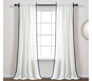 Lush Decor Pom Pom Window Curtain Panel Single 50X95