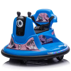 12V Kids Ride On Bumper car W/Parents control,Rotate 360 degrees,Two-handed switch for direction control,Bumper strip,Light belt,MP3 music,Bluetooth,Provide a Speed of 0.75MPH For kids of 2-5