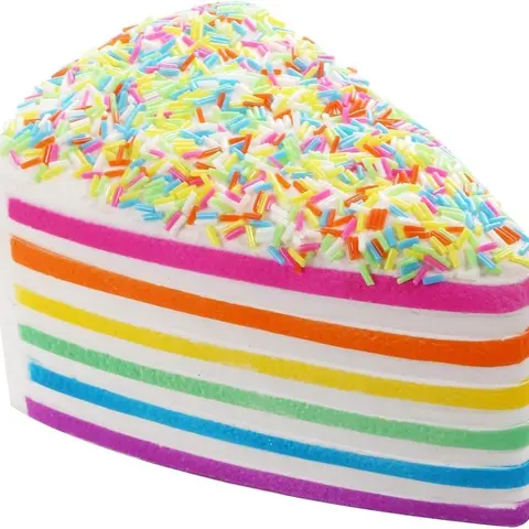 Anboor 5.8" PU Foam Triangle Rainbow Cake Squishy - Quick-Rebound Stress Relief Kids Squishy, Whimsical Bakery Charm Fidget Toy, Unique Teen Girls Christmas Gifts, Sensory Squeeze Item for 10-12 Years, Stress Relief Squishy