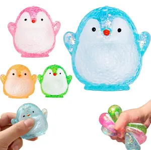 Penguin Squishy Stress Ball Soft Macaron Color Slow Rising Fidget Sensory Toy Anxiety Stress Relief Desk Toy Gift for Kids Adults