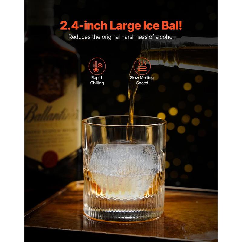 VEVOR Ice Diamond Press,  2.4" Ice Ball Maker, Aviation Aluminum Diamond Ice Ball Press Kit for Ice Diamond, Ice Press with Tong and Drip Tray, for Whiskey, Cocktail, Bourbon, Scot on Party & Holiday