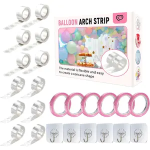 Balloon Arch Garland Kit,98.5ft Balloon Tape Strips&600 Glue Point Dot,Balloon Arch Strip Kit with 6 count Hook and Ribbon(6) for Arch Kit Birthday  Party Wedding Decorations