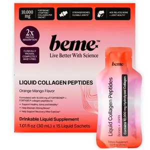 BeMe Wellness FORTIBONE Collagen Peptides for Bone & Joint Health - 10,000mg FORTIBONE & FORTIGEL - Liquid Sachets with Clinical Studies - 15 Sachets