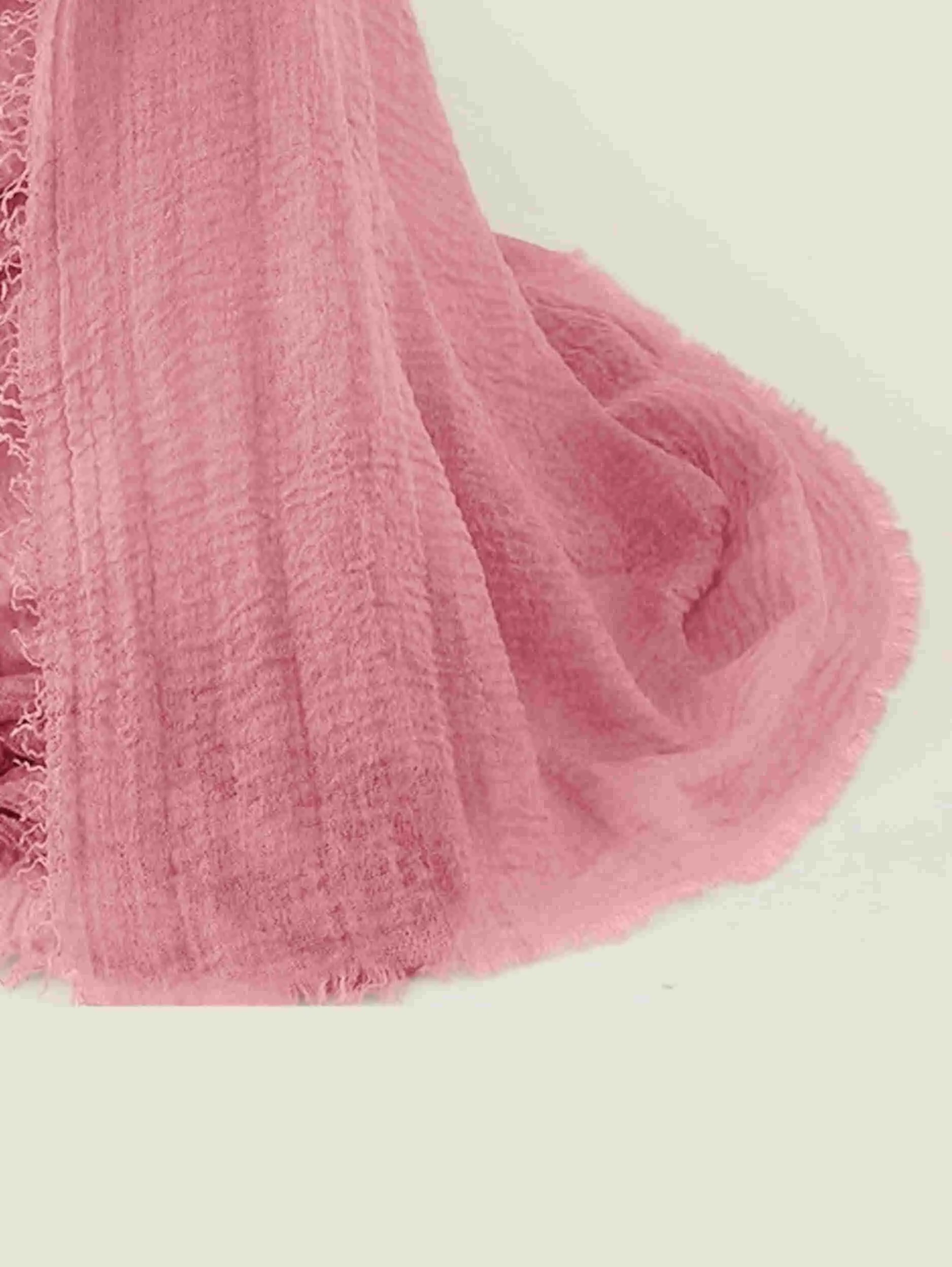 Crinkle Cotton Scarf | Coral Rose - Soft Pink Scarf with Textured Design