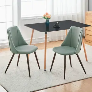 Homy Casa Smeg Dining Chairs Set of 2, Mid Century Side Chairs with Large Seat Back, Metal Legs, Luxury Kitchen, Dining Room, Bedroom, Living Room