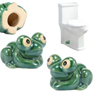 2 Counts Toilet Bolt Covers Ceramic Toilet Bolt Caps Cute Funny Frog Toilet Bolt Covers Toilet Bolt Decorative Caps Easy installation for Bathroom Decor Gift 6x4x4.5cm