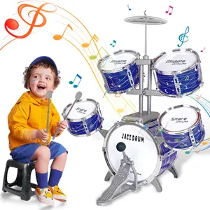Kids Drum Set for Toddlers 1-3, Upgraded Kids Jazz Drum Ages 3-5, Musical Instrument Toys & All Plastic, Percussion Beginner Christmas Gift Toys for 3 4 5 6 Year Old Boys Girls Ages 2-5 4-6 5-7