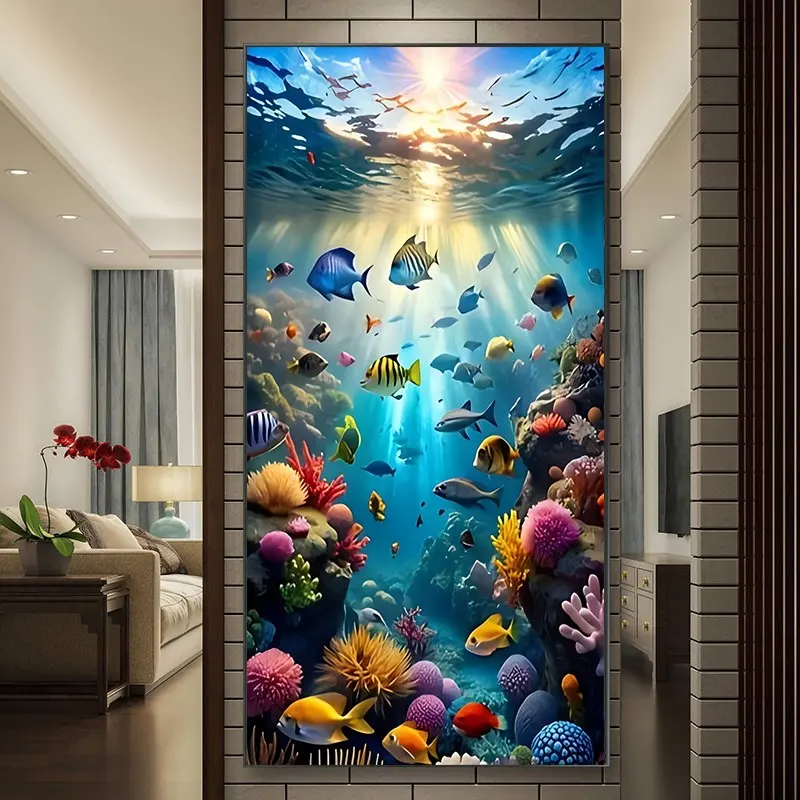 Sea Fish Diamond Painting Kit, Mosaic Craft, Beginner Friendly 5D DIY Diamond Art Tool, Round Full Diamond Gem Drawing Artwork, Gift for Home Wall Decor