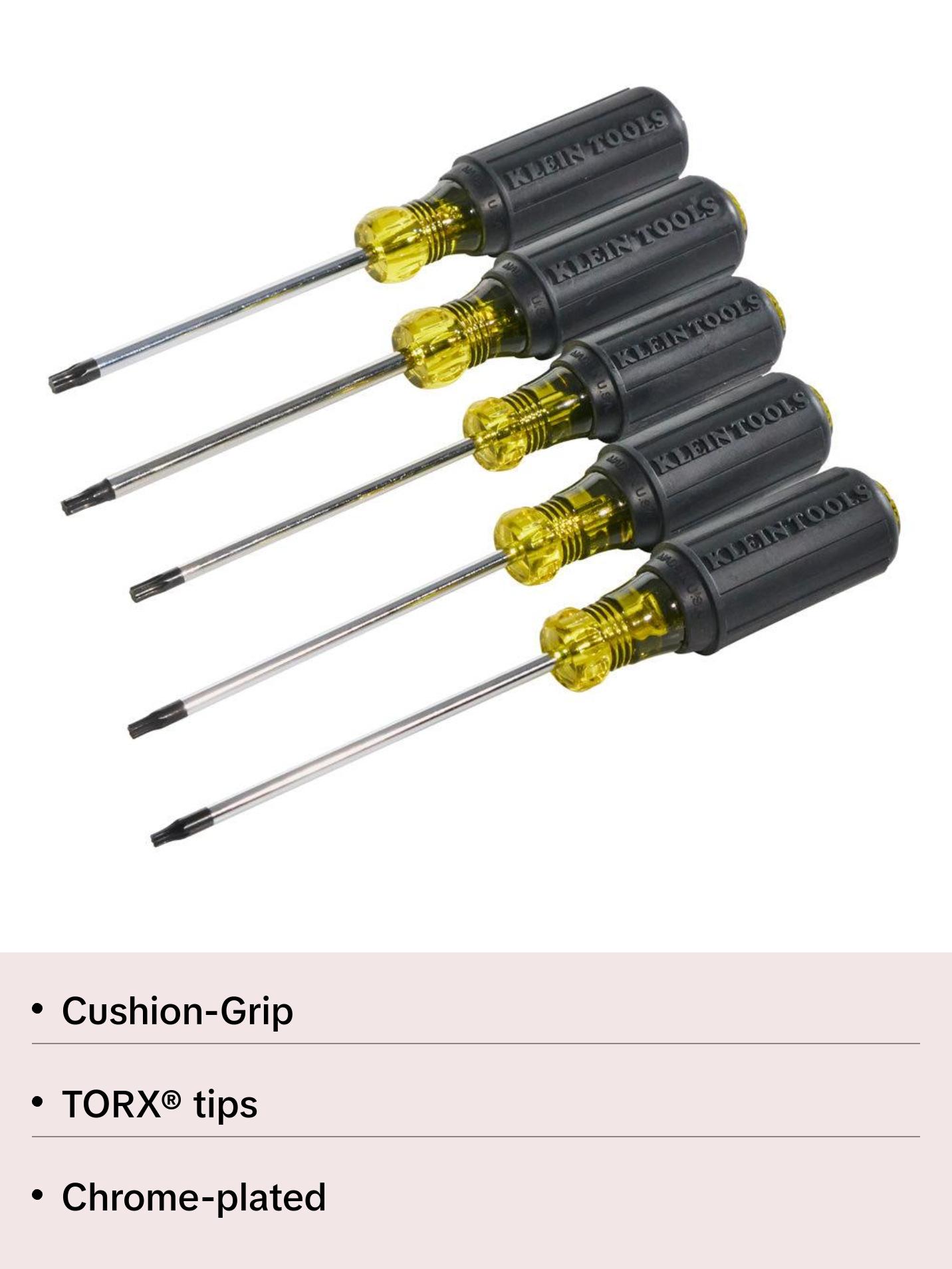 Klein Tools 19555 Screwdriver Set, TORX® Cushion Grip, 5-Piece