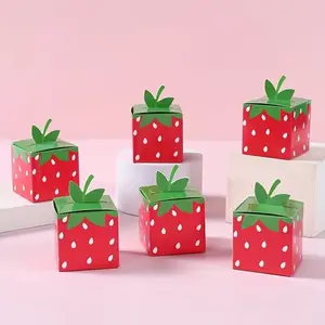 Set of 10 — Boxed Gift Pack | Red Strawberry-Shaped Gift Boxes | Gift Packaging | Wedding & Bridal Shower Decor | Strawberry-Themed Party Decor | Party Favors | Decorative Storage Boxes | Sturdy & Durable Packaging | Premium Paper Material | Gift Box Set