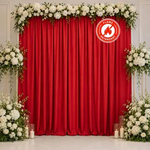 Scuba Polyester Event Backdrop Curtain Red 10ftx10ft Durable Flame Resistant Wrinkle-Free Photography Drape Panel With Rod Pocket