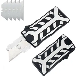 Aluminum Retractable Multi-Purpose Knife, includes 5 SpareBlades -Quick Replacement, EDC Tool Pocket Knife, HeavyDuty Cardboard Carton