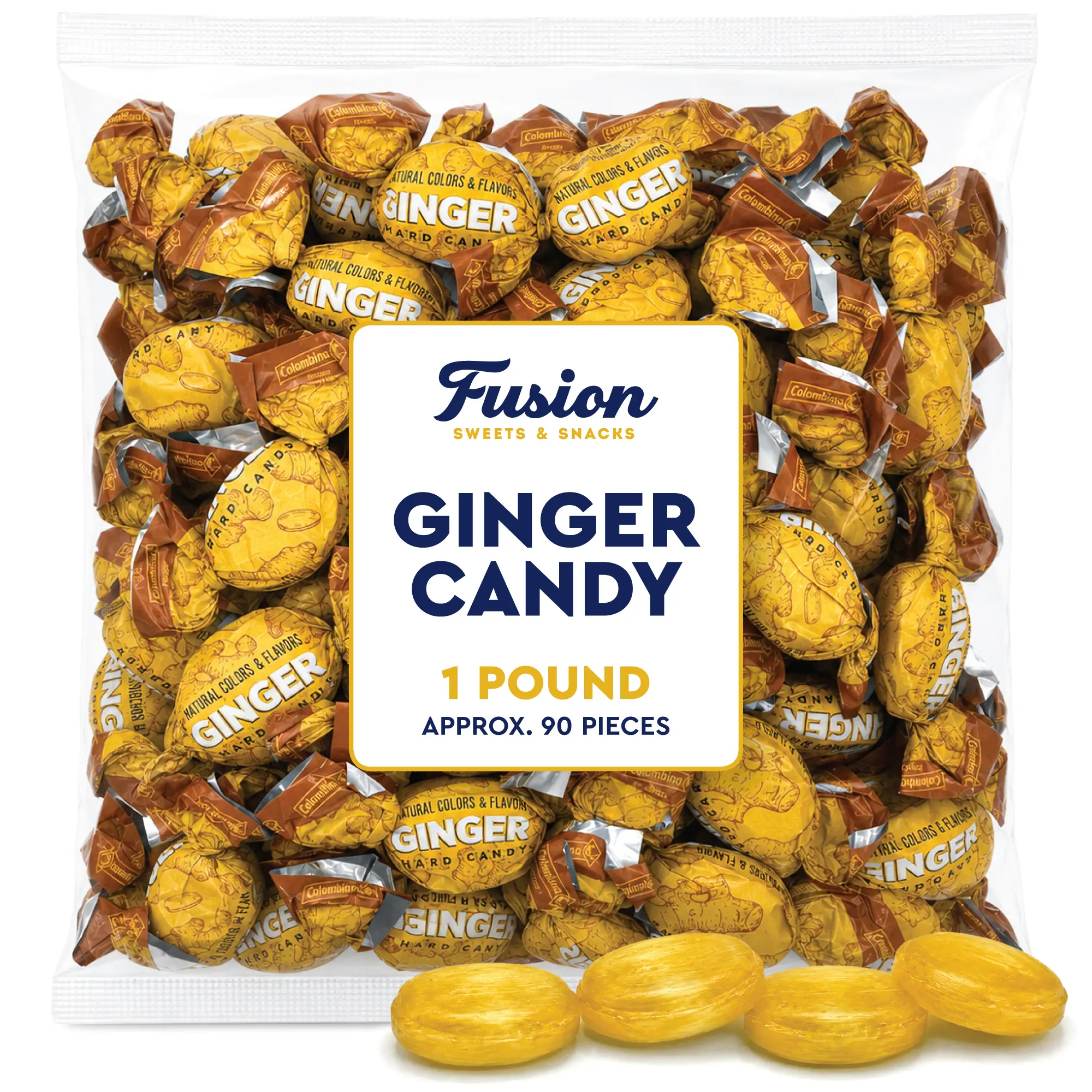 Ginger Candy - 1 Pound Bag - Hard Ginger Candy For Nausea Relief And Digestion Aid - Individually Wrapped Candies