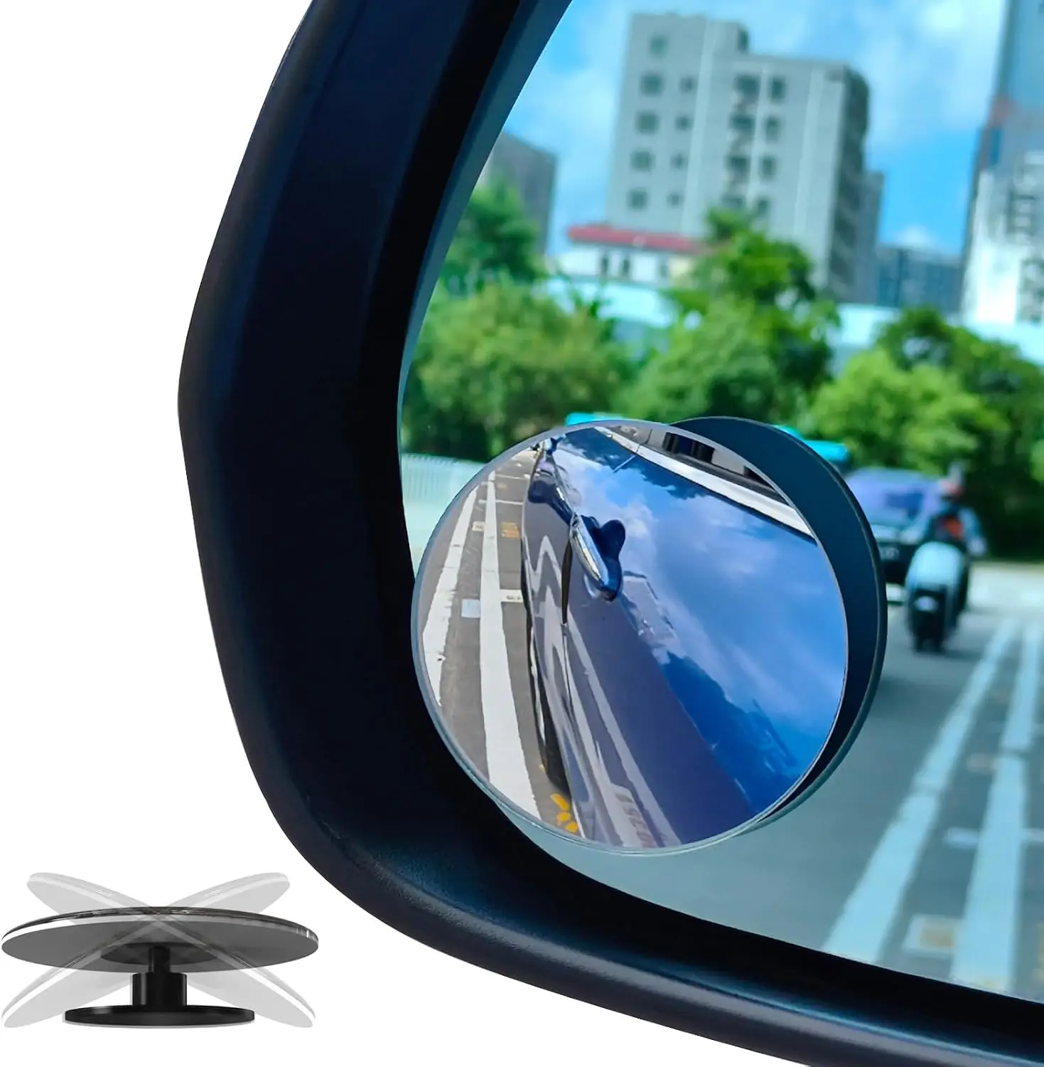 Frameless Car Blind Spot Mirror Set (2 Pack), Adjustable Angle Convex Glass Mirrors, Rear Tire & Curb Visibility Enhancement, Easy Installation, Universal Fit for All Cars