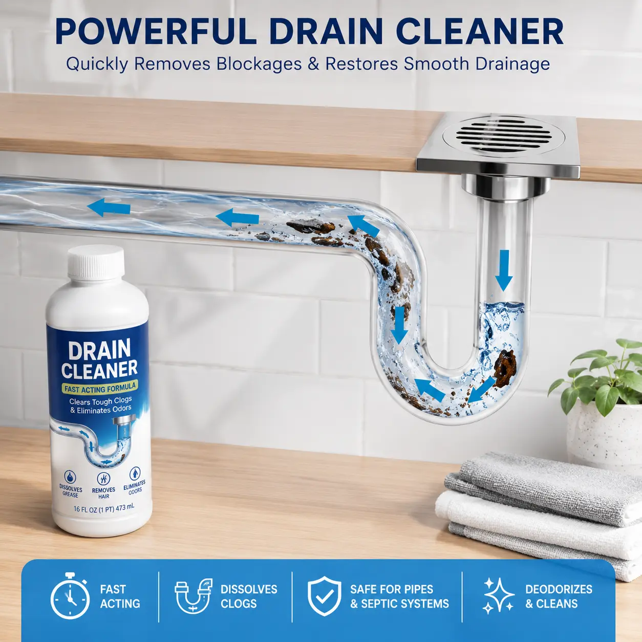 1 use Drain Unclogging Powder