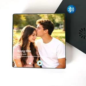 【Customization】Custom Photo Bluetooth Fridge Magnet Personalized Album Frame Plays Music 10x10cm Perfect for teacher appreciation gifts boyfriend birthday gift teen girl gifts anniversary gift for him graduation gifts gifts for boyfriends