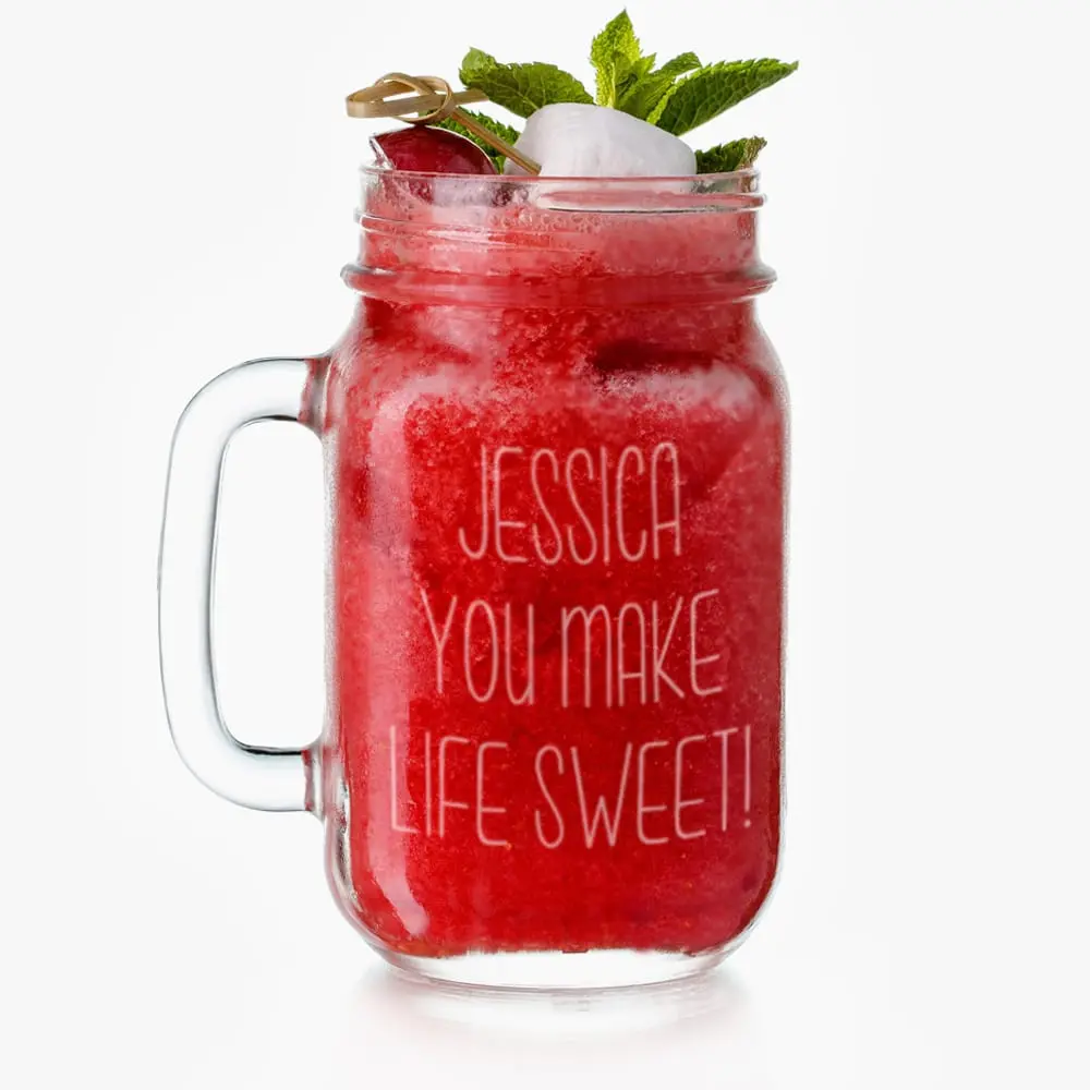 Personalized with Name Jessica Mason Glass Jar