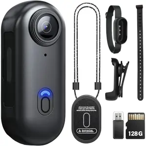 128G  Camera, Thumb Size Cam,Wearable Camera with 360?Rotatable Clip &  Clip,150 Minutes for Recording,Take for Lecture,Traveling,Pet Walking,Outdoors Activities (1080P-B-128G)