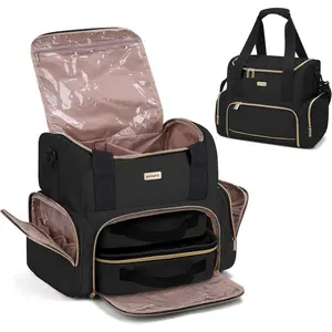 Large Makeup Cosmetic Bag with 2 Removable Case, Double Layer Travel Makeup Organizer Case, travel Toiletry Bag For Women