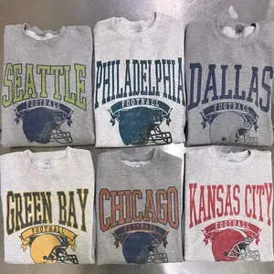 Vintage Football Sweatshirt Hometown Team Pullovers Sublimation Print Long Sleeve Casual Fabric Menswear Soft Cozy Retro Style Comfortable All-Season Wear Day