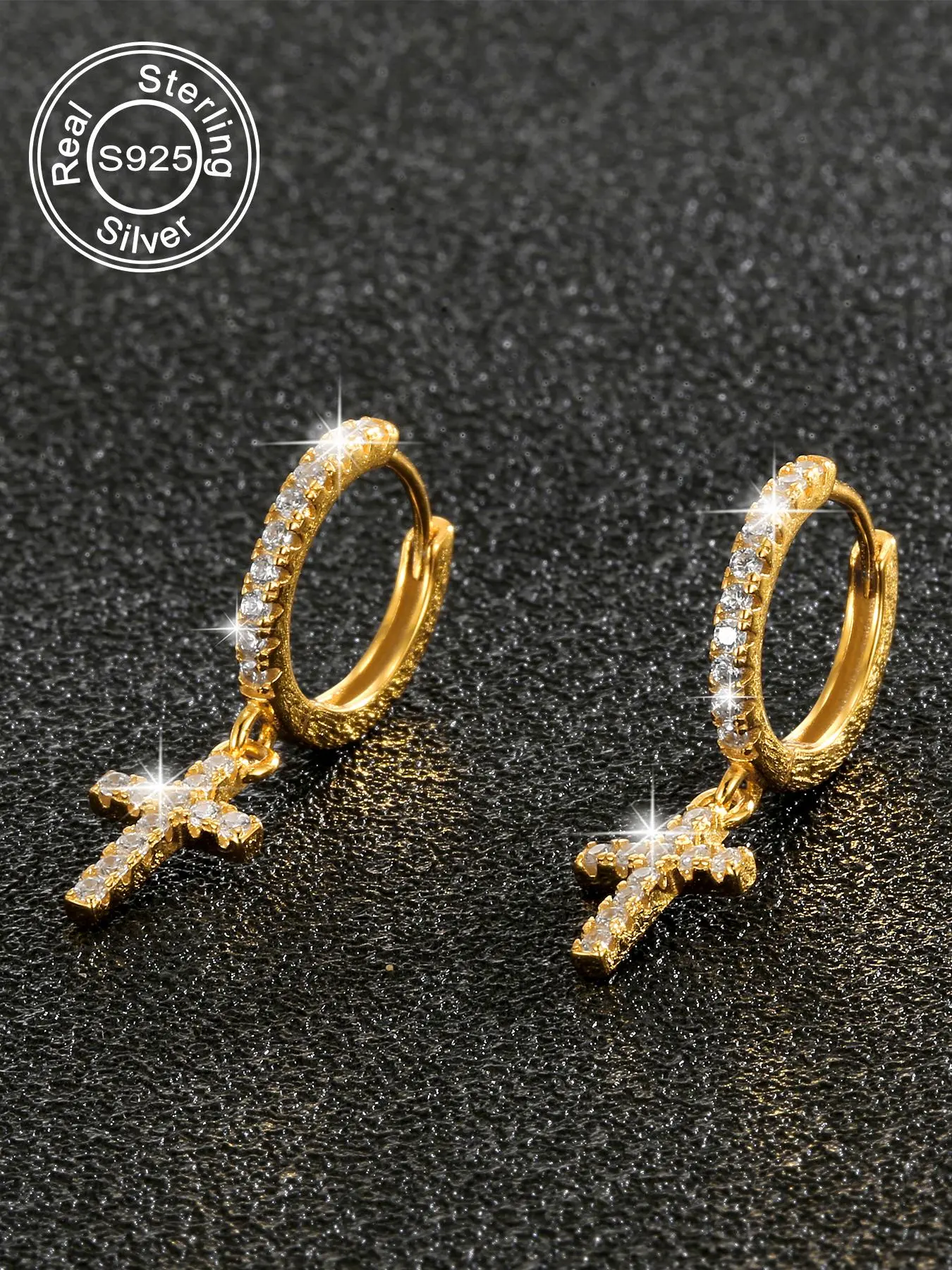 925 Sterling Silver Fashion Cross Decor Hoop Earrings, Fashion Jewelry for Party, Daily Clothing Decor, Trendy All-match & Exquisite Jewelry for Birthday Gift