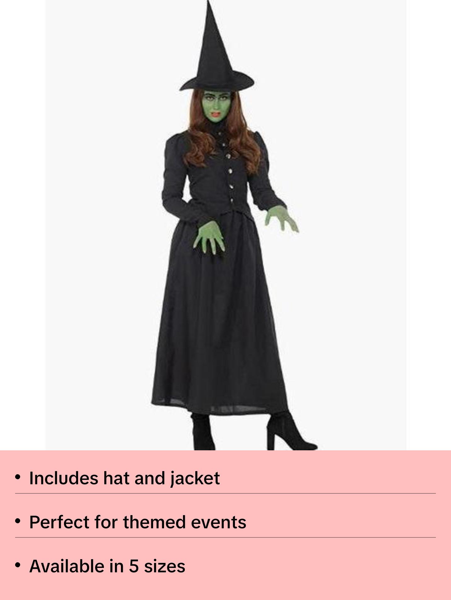 Wicked Witch - Wizard of Oz - Wicked - Classic Costume - Black - Adult - 5 Sizes